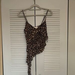 Leopard Print Asymmetrical Women's Top